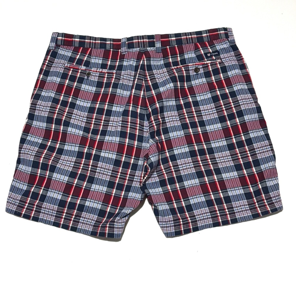 CHAPS Preppy Plaid Shorts Men 42 Blue Red White Classic Fit Cotton Summer‎ - Picture 3 of 5